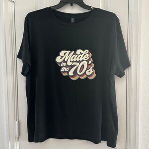 SHEIN Curve Made In The 70s Retro Graphic T-Shirt Black Plus Size 3XL
